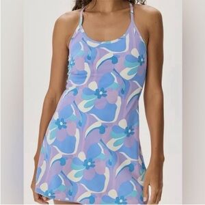 Outdoor Voices NWT Exercise Dress XXL Retro Haze Floral Blue Purple Athleisure